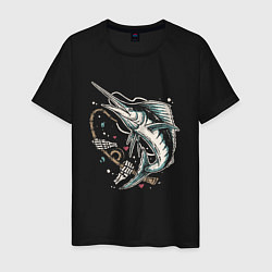 Мужская футболка Скелет рыбалка