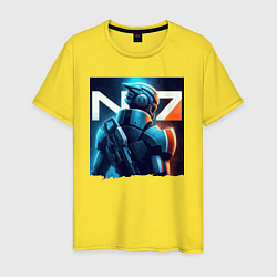 Футболка хлопковая мужская Mass Effect - character ai art, цвет: желтый