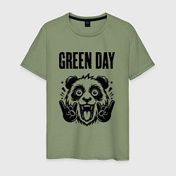 Футболка хлопковая мужская Green Day - rock panda, цвет: авокадо