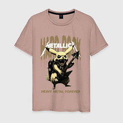 Мужская футболка Metallica на фоне тяжёлого рока от Пикачу