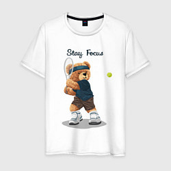 Мужская футболка Плюшевый медвежонок играет в теннис