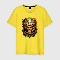 Футболка хлопковая мужская Doom slayer skull, цвет: желтый