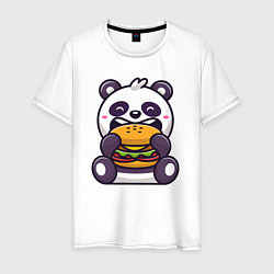 Мужская футболка Панда ест гамбургер