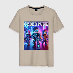 Мужская футболка Minecraft and cyberpunk - collaboration