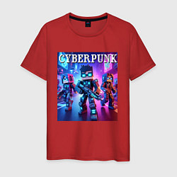 Мужская футболка Minecraft and cyberpunk - collaboration