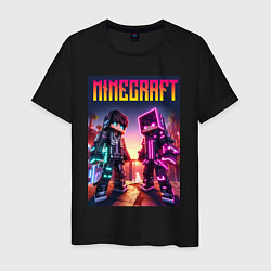 Мужская футболка Minecraft - neon fantasy ai art