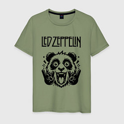 Футболка хлопковая мужская Led Zeppelin - rock panda, цвет: авокадо