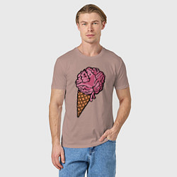 Футболка хлопковая мужская Brain ice cream, цвет: пыльно-розовый — фото 2