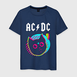 Мужская футболка AC DC rock star cat