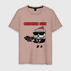 Футболка хлопковая мужская Chicken gun santa, цвет: пыльно-розовый