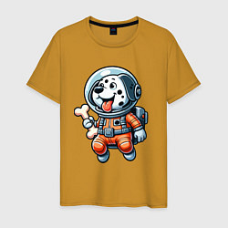 Мужская футболка Dalmatian cosmonaut puppy with a bone