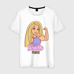 Футболка хлопковая мужская Barbie power, цвет: белый