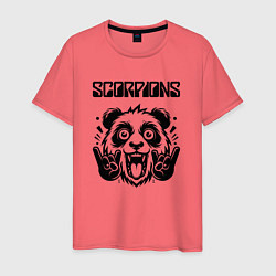 Футболка хлопковая мужская Scorpions - rock panda, цвет: коралловый