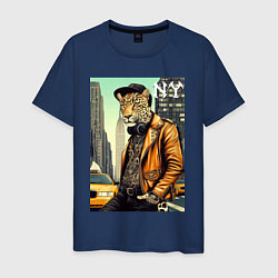 Мужская футболка The cool leopard is a New Yorker