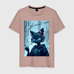 Мужская футболка Cybercat 2099 - ai art