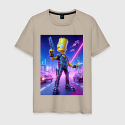 Мужская футболка Cyber Bart - neon glow ai art