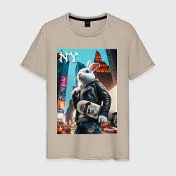 Мужская футболка Cool hare with a skateboard - ai art