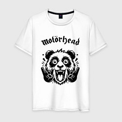 Футболка хлопковая мужская Motorhead - rock panda, цвет: белый