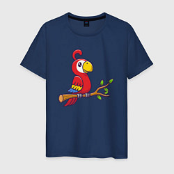 Футболка хлопковая мужская Красный попугайчик, цвет: тёмно-синий
