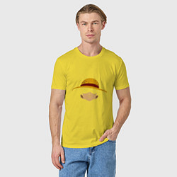 Футболка хлопковая мужская Луффи Монки соломенная шляпа, цвет: желтый — фото 2
