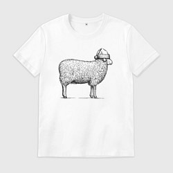Футболка хлопковая мужская Овечка новогодняя, цвет: белый