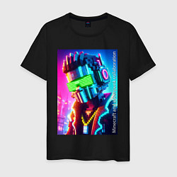 Мужская футболка Minecraft and cyberpunk - collaboration ai art