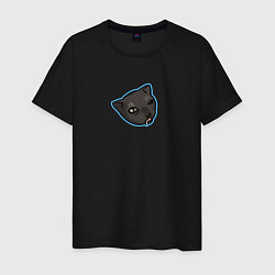 Футболка хлопковая мужская Сонный котик, цвет: черный