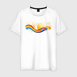 Мужская футболка Радуга с солнцем и звездами