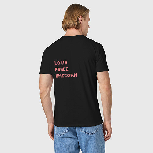 Мужская футболка Love peace unicorn / Черный – фото 4
