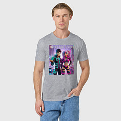 Футболка хлопковая мужская Barbie and Ken Voxel ai art Minecraft 2099, цвет: меланж — фото 2