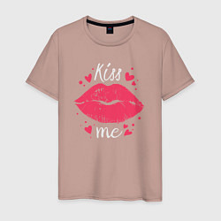 Футболка хлопковая мужская Kiss me, цвет: пыльно-розовый