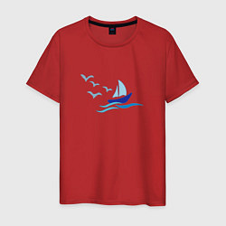 Мужская футболка Яхта в море с парусами
