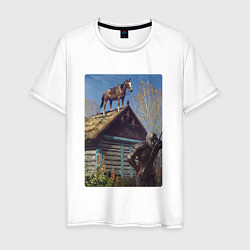 Мужская футболка Геральд и плотва на крыше - обложка карты из Гвинт