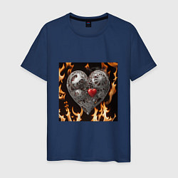 Мужская футболка Механическое сердце в пламени