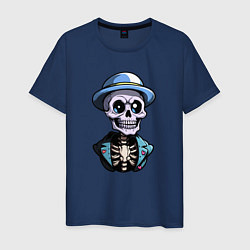 Мужская футболка Скелет в синей шляпе