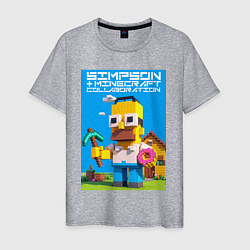 Мужская футболка Homer Simpson and Minecraft - collaboration ai art