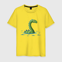 Мужская футболка Динозаврик, плывущий в воде