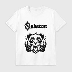 Футболка хлопковая мужская Sabaton - rock panda, цвет: белый