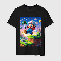 Мужская футболка Марио и Майнкрафт - коллаба