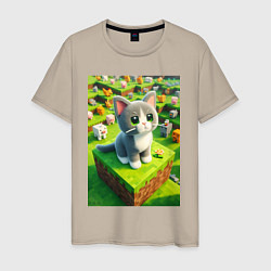 Мужская футболка Funny kitten - Minecraft ai art