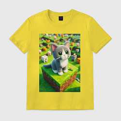 Мужская футболка Funny kitten - Minecraft ai art