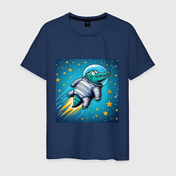Мужская футболка Крокодил летит в космосе