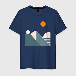 Мужская футболка Горы и солнце минимализм абстакция
