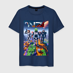Мужская футболка Mass effect and Minecraft - ai art collaboration