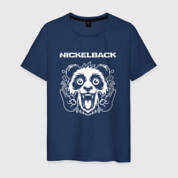Футболка хлопковая мужская Nickelback rock panda, цвет: тёмно-синий
