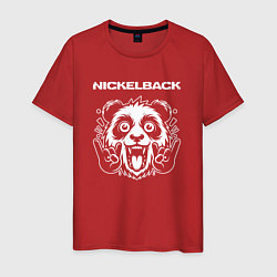 Футболка хлопковая мужская Nickelback rock panda, цвет: красный