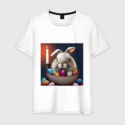 Мужская футболка Пасхальный зайчик при свечах