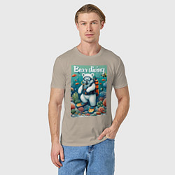 Футболка хлопковая мужская Polar bear diving - ai art, цвет: миндальный — фото 2