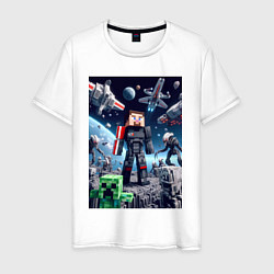 Мужская футболка Minecraft and Mass effect - collaboration ai art
