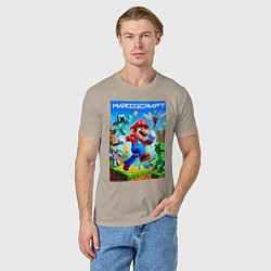 Футболка хлопковая мужская Mario in Minecraft - ai art collaboration, цвет: миндальный — фото 2